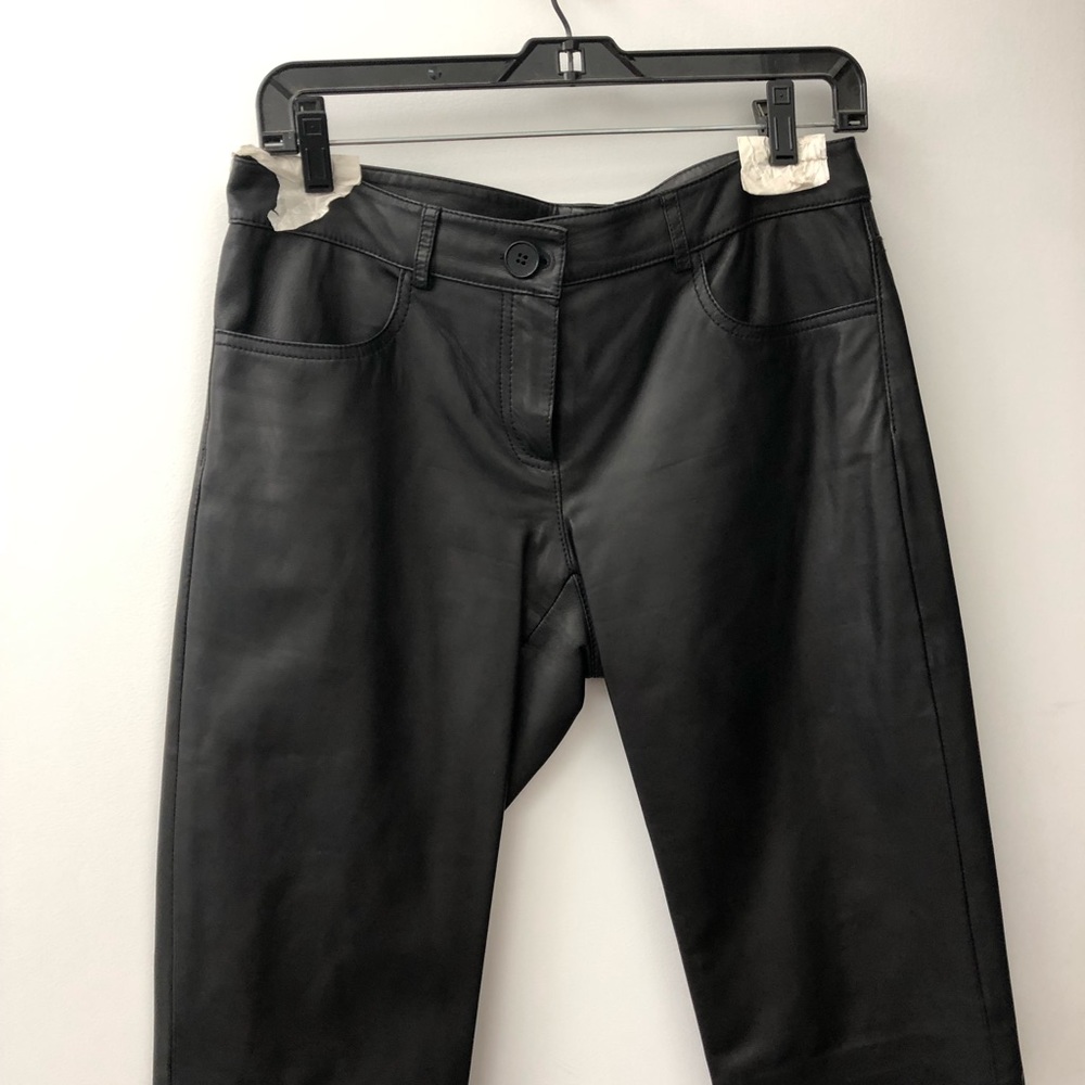 Theory Black Leather Capri Pants Preowned